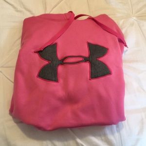 Pink and gray under armor pull over hoodie